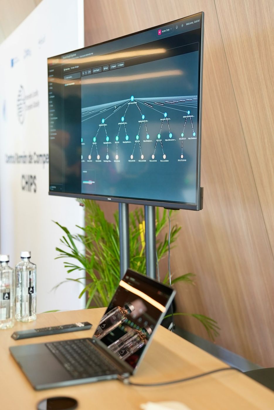 The asset graph on a large display at an event stand
